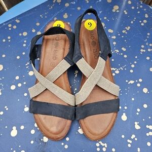 Bio Bio Stylish Black and Tan Women's Sandals Platform  Size 9